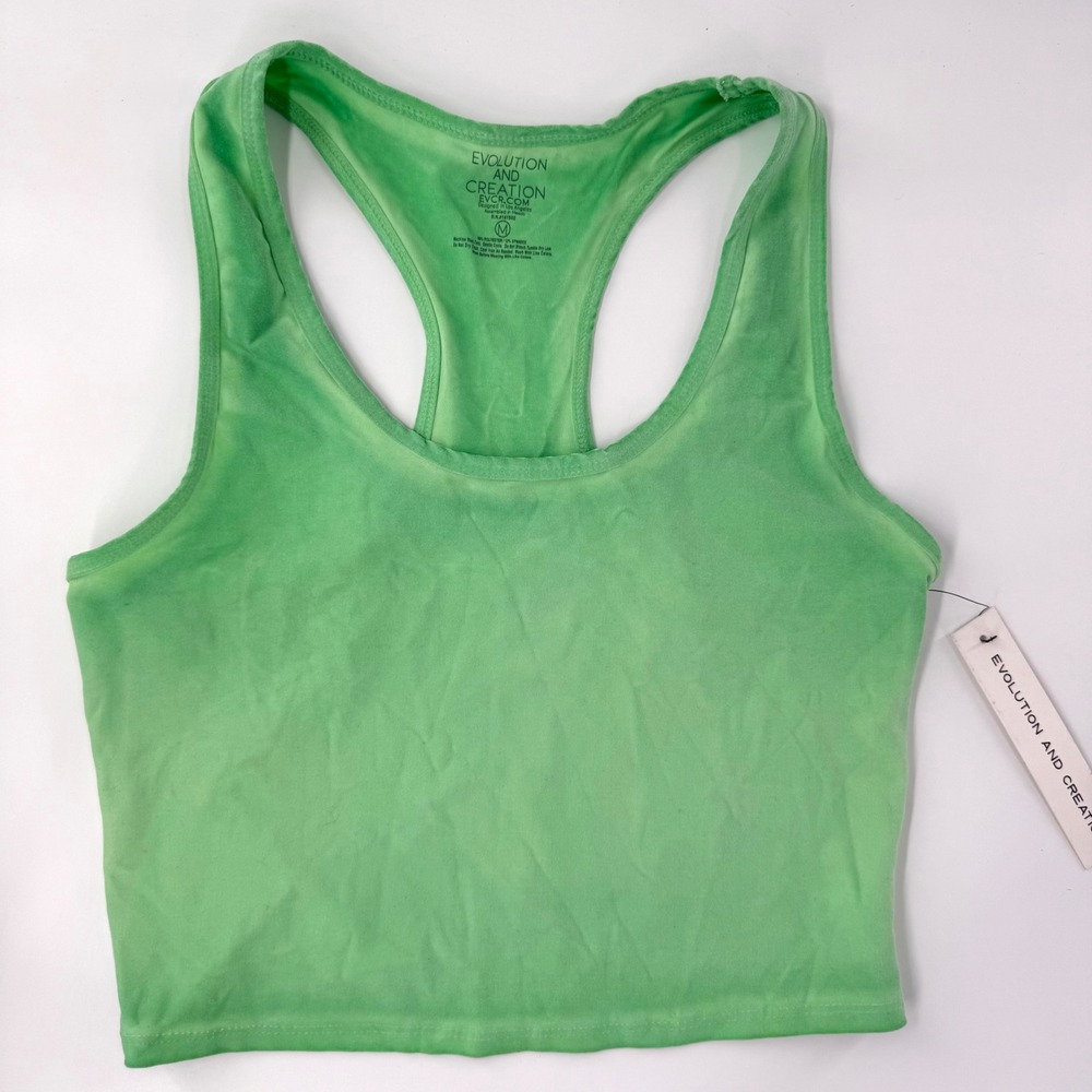 Evolution and Creation Womens M Green New Racerback Crop Top Activewear NWT